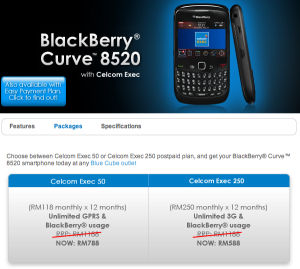 Celcom BlackBerry Curve 8520 promotion