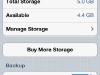 iOS 5 iPhone 4:  Storage Backup Setting