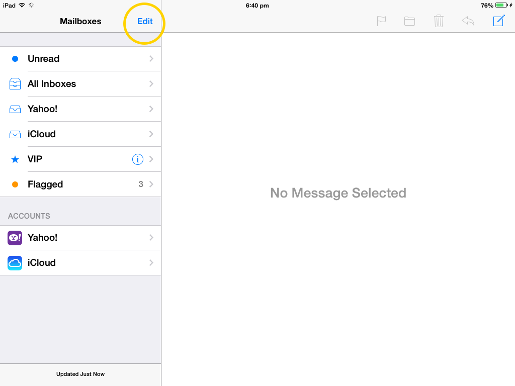 iOS7 Mail App - Edit Folder