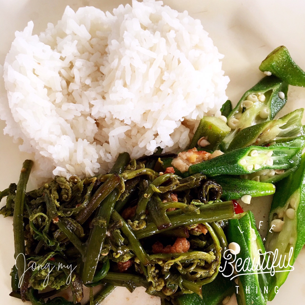 Vegetarian Foods Sayur Paku & Ladies Finger (Okra) @ Health Food Centre